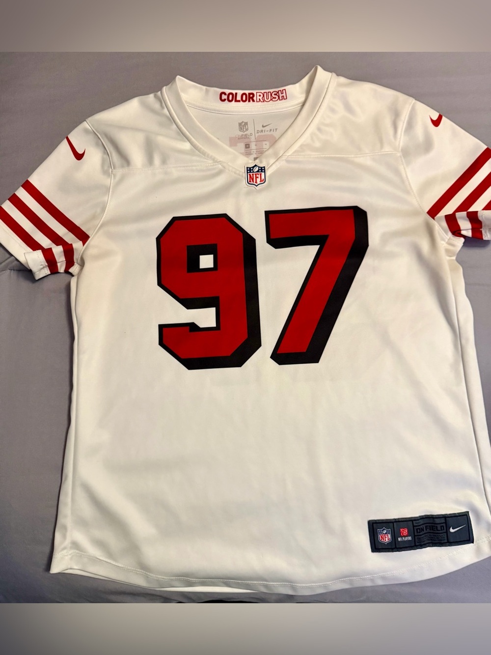 Women's Nick Bosa SF 49ers White Color Rush Jersey